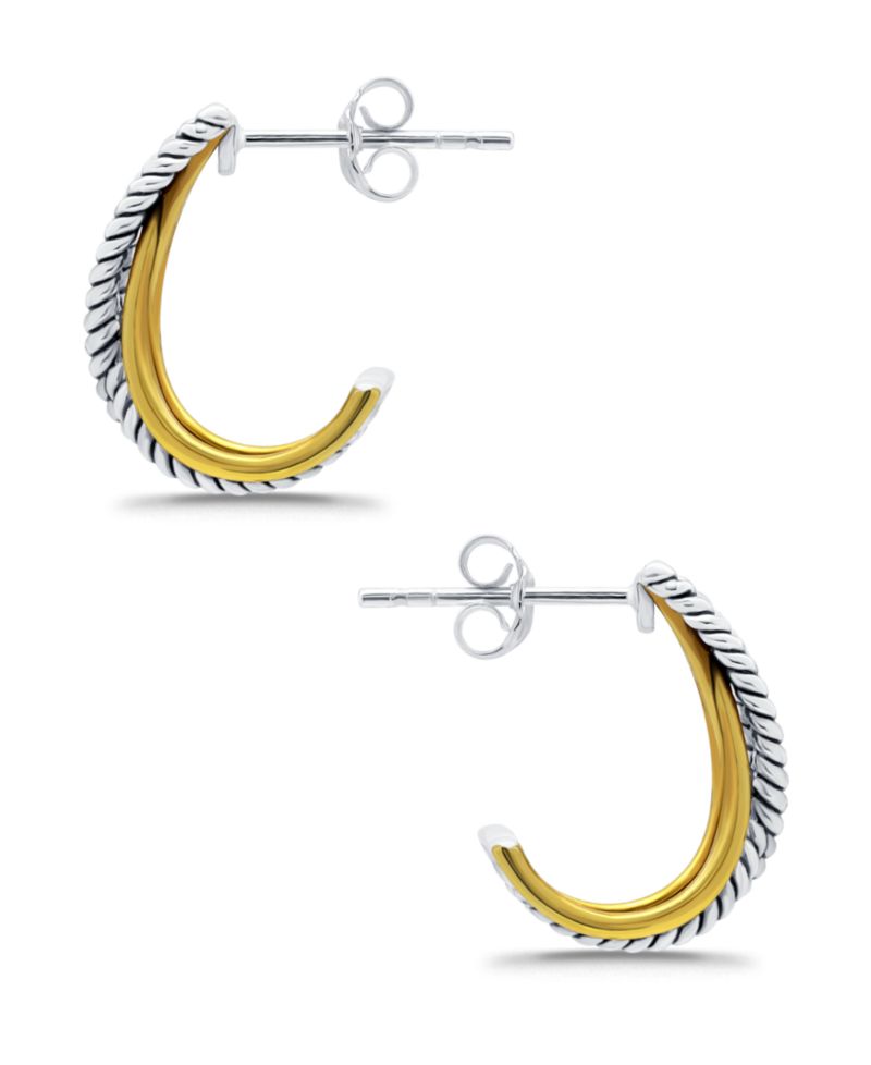 Oxidized Twist Polish J-Hoop Post Earrings