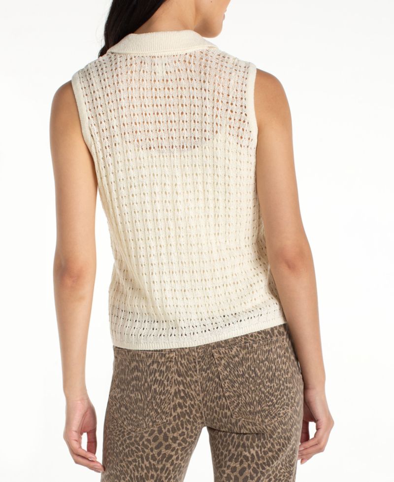 Women's Sleeveless Johnny Collar Sweater