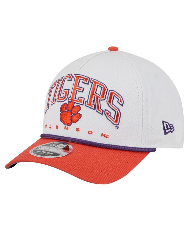 Men's White/Orange Clemson Tigers Arch Two-Tone Rope 9FORTY A-Frame M-Crown Adjustable Hat