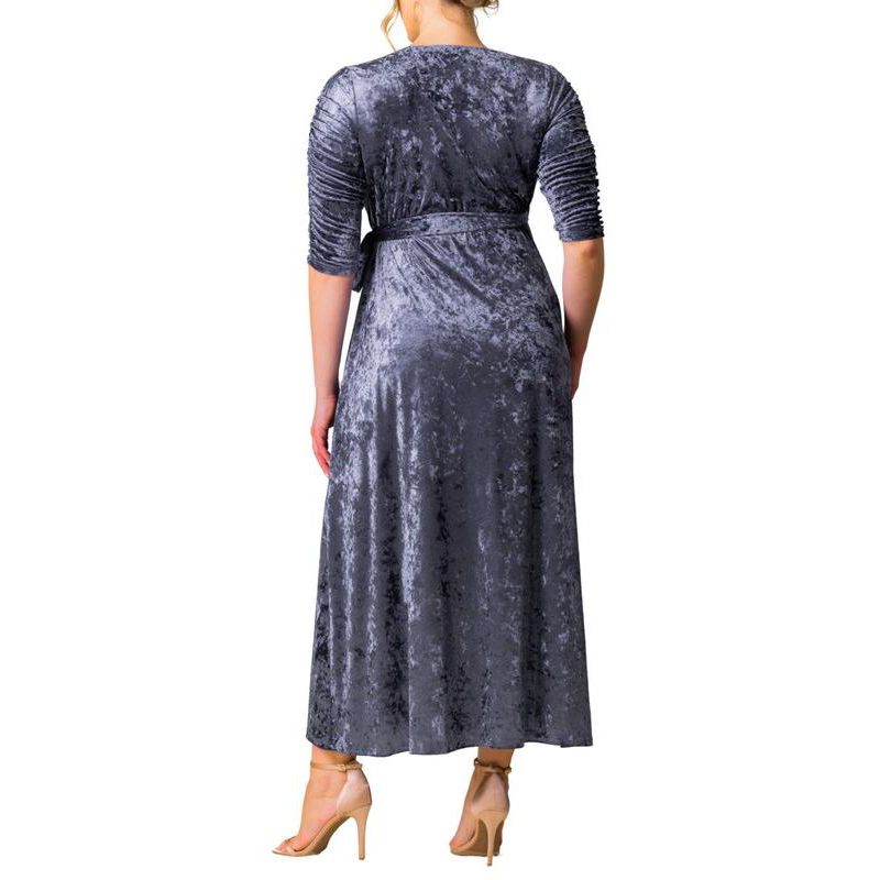 Plus Size Cara Velvet High Low Long Wrap Dress