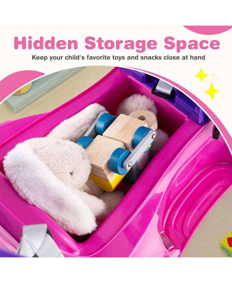 3-in-1 Sliding Walker w/ Adjustable Canopy Horn Music & Light for Boys & Girls