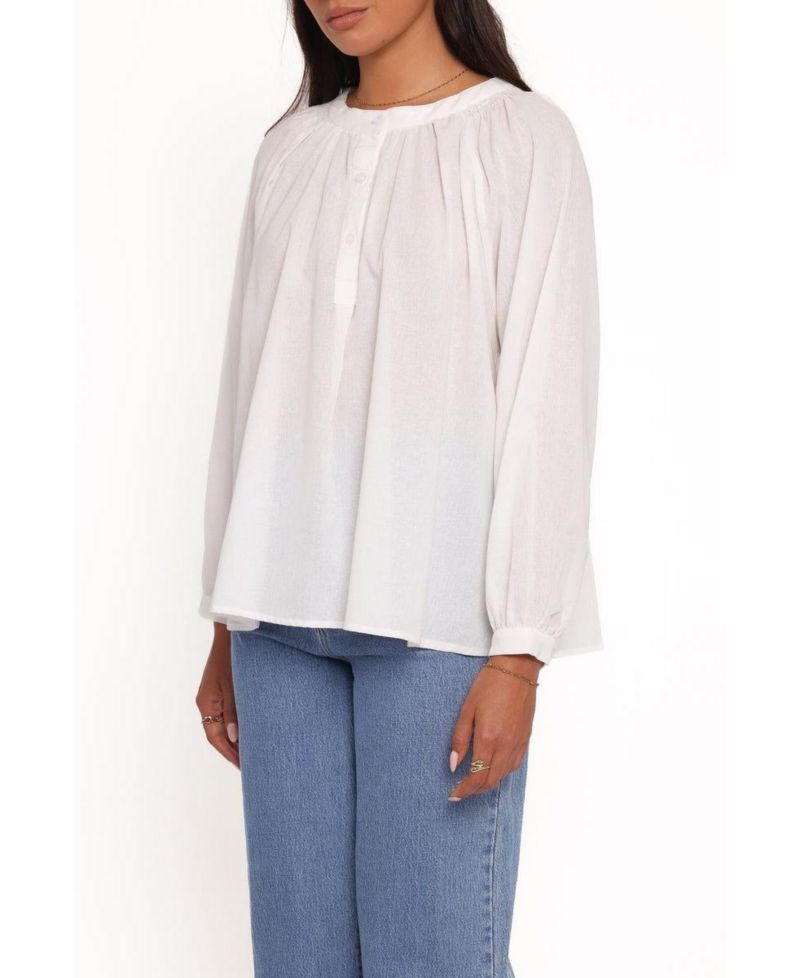 Women's Irisa Front Button-Down Long Sleeve Cotton Shirt