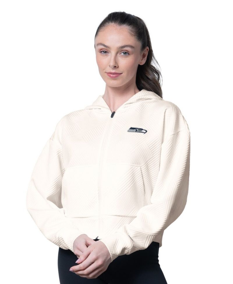 MSX by Michael Women's Strahan Cream Seattle Seahawks Eleanor Full-Zip Hoodie