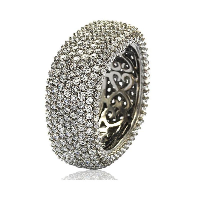 Suzy Levian Sterling Silver Cubic Zirconia Square Pave Eternity Ring