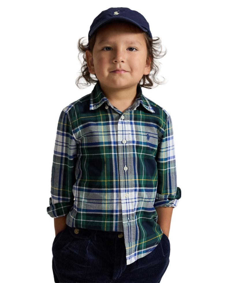 Boys' 2T-7 Plaid Cotton Oxford Shirt