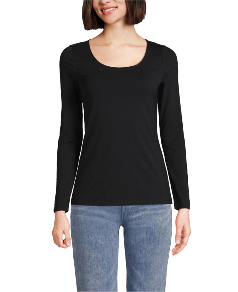 Women's Lightweight Jersey Skimming Long Sleeve Scoop Neck T-shirt