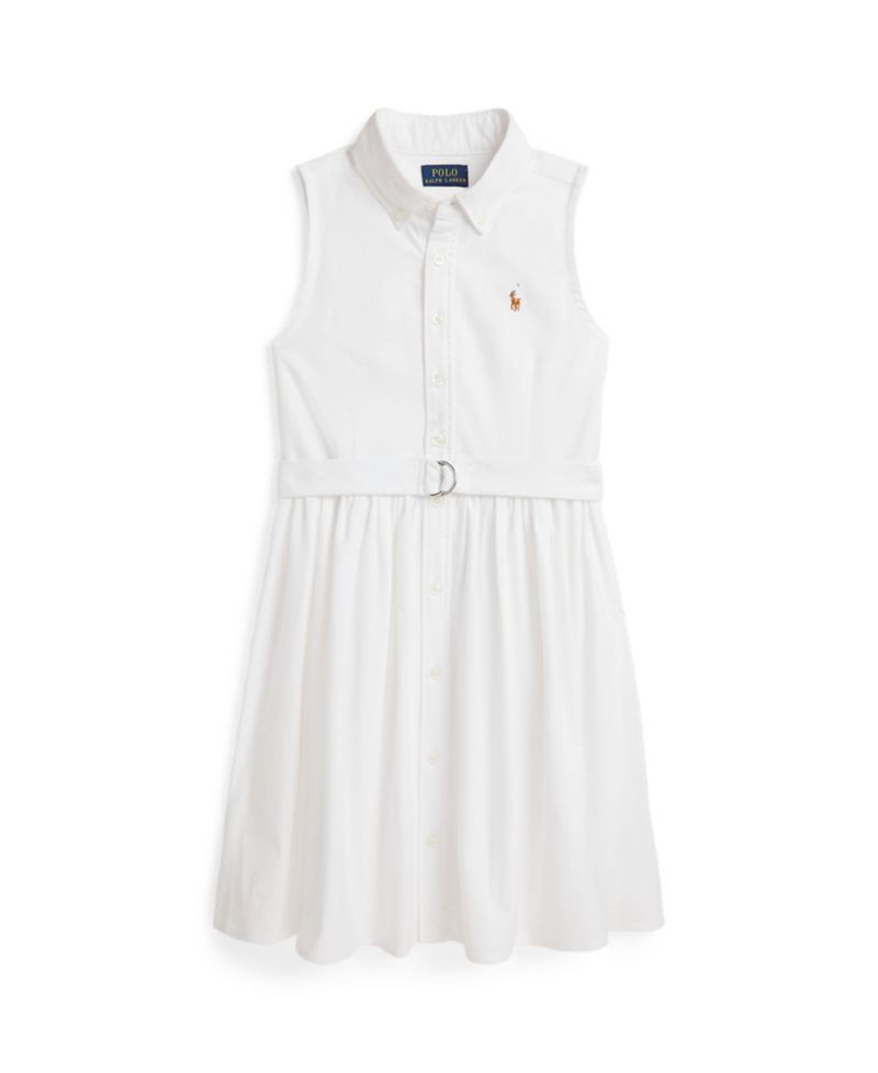 Girls' 7-16 Belted Cotton Oxford Shirtdress