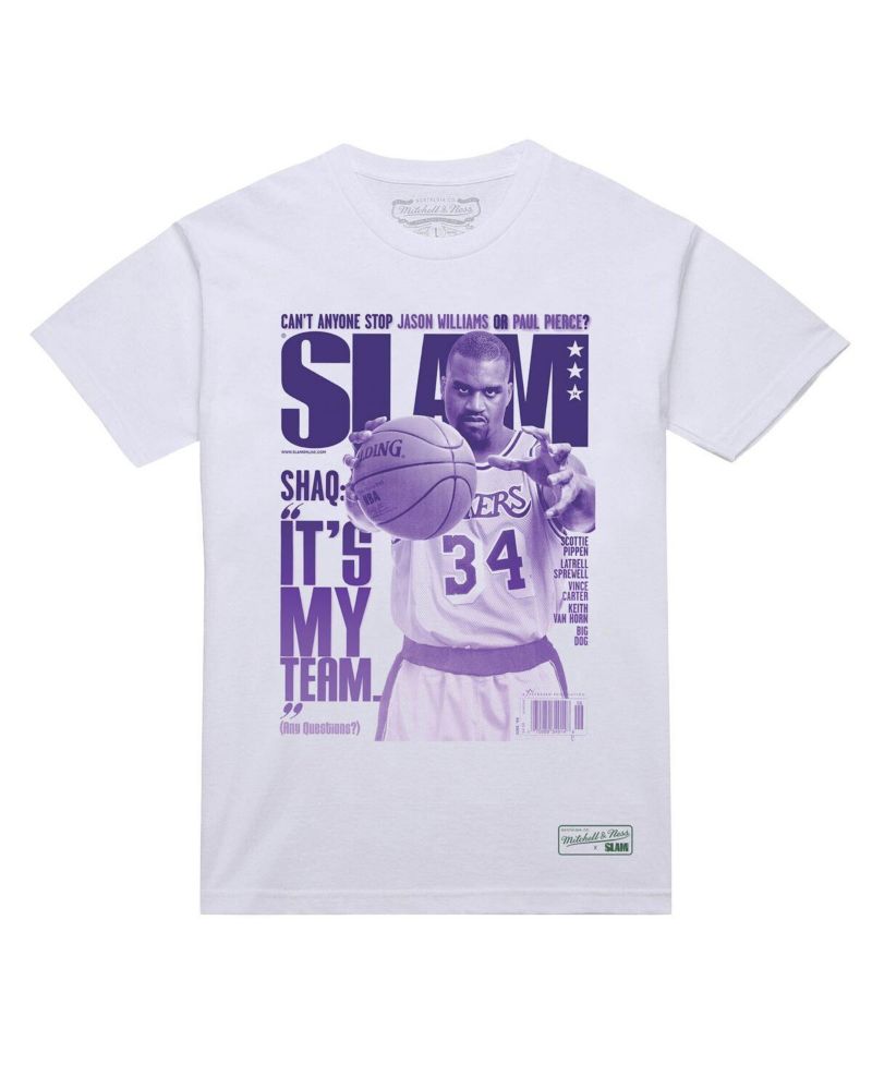 Men's Shaquille O'Neal White Los Angeles Lakers SLAM Gradient T-Shirt