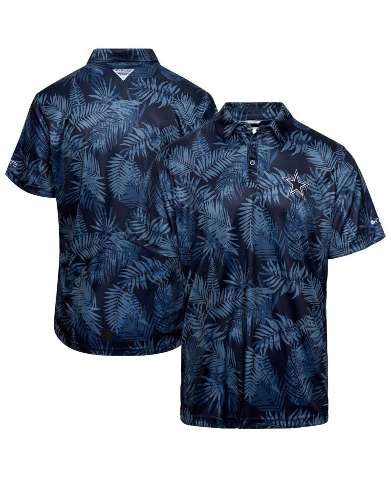 Men's Navy Dallas Cowboys PFG Super Terminal Tackle Omni-Shade Polo