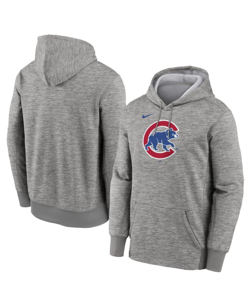 Men's Heather Gray Chicago Cubs Primary Logo Therma Hoodie