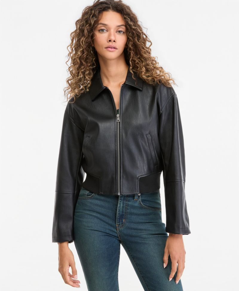 Women's Faux Leather Bomber Jacket