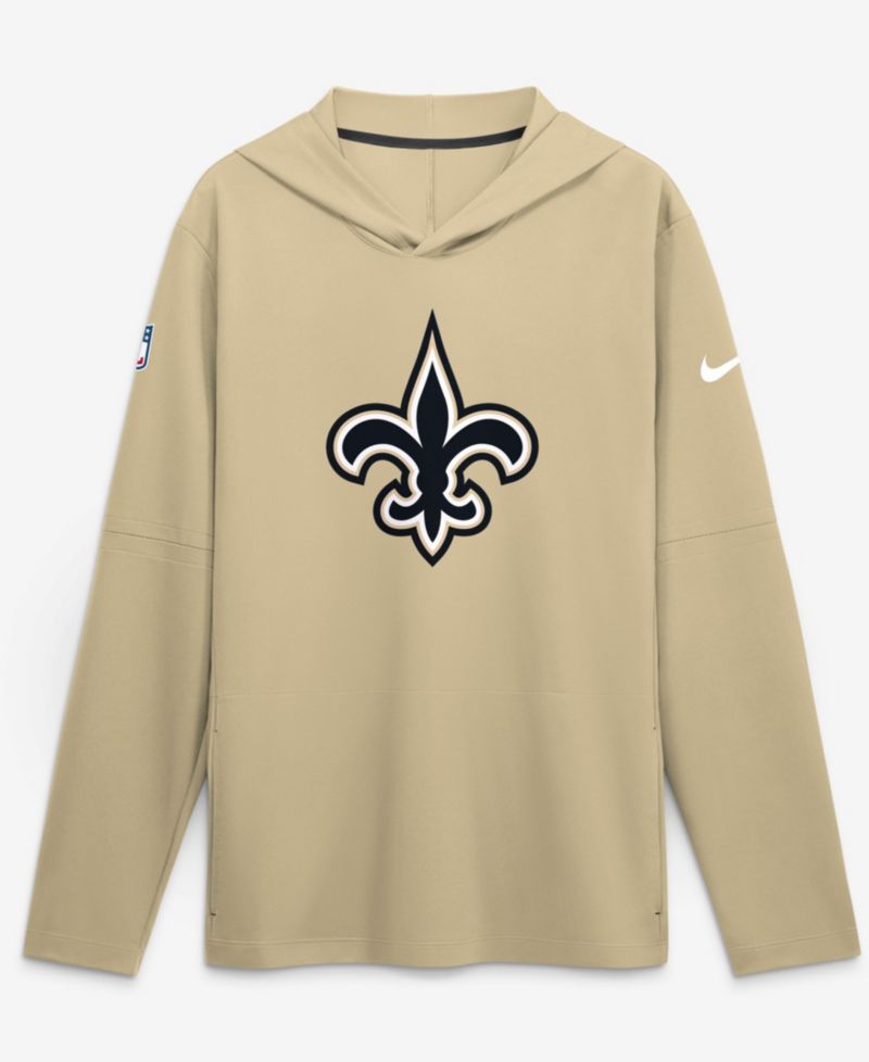 Men's Gold New Orleans Saints Sideline Alternate Lightweight Long Sleeve Hooded Dri-FIT T-Shirt