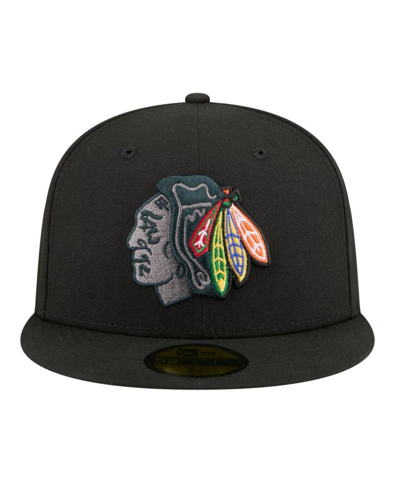 Men's Black Chicago Blackhawks Color Pop 59FIFTY Fitted Hat