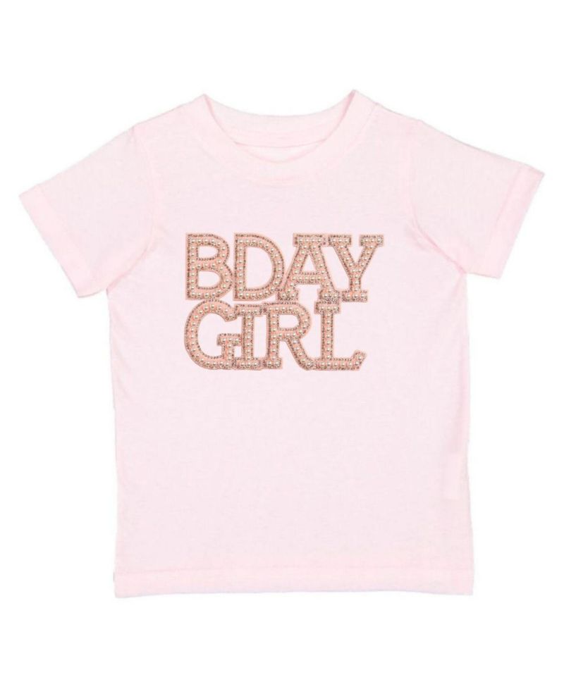 Baby Girls Pearl BDay Patch Short Sleeve T-Shirt