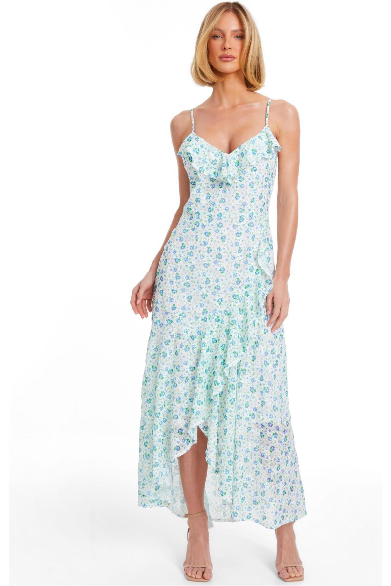 Women's Chiffon Jacquard Strappy Maxi Dress
