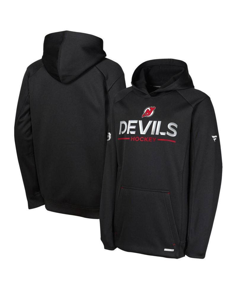 Big Boys and Girls Black New Jersey Devils Authentic Pro Rink Raglan Hoodie
