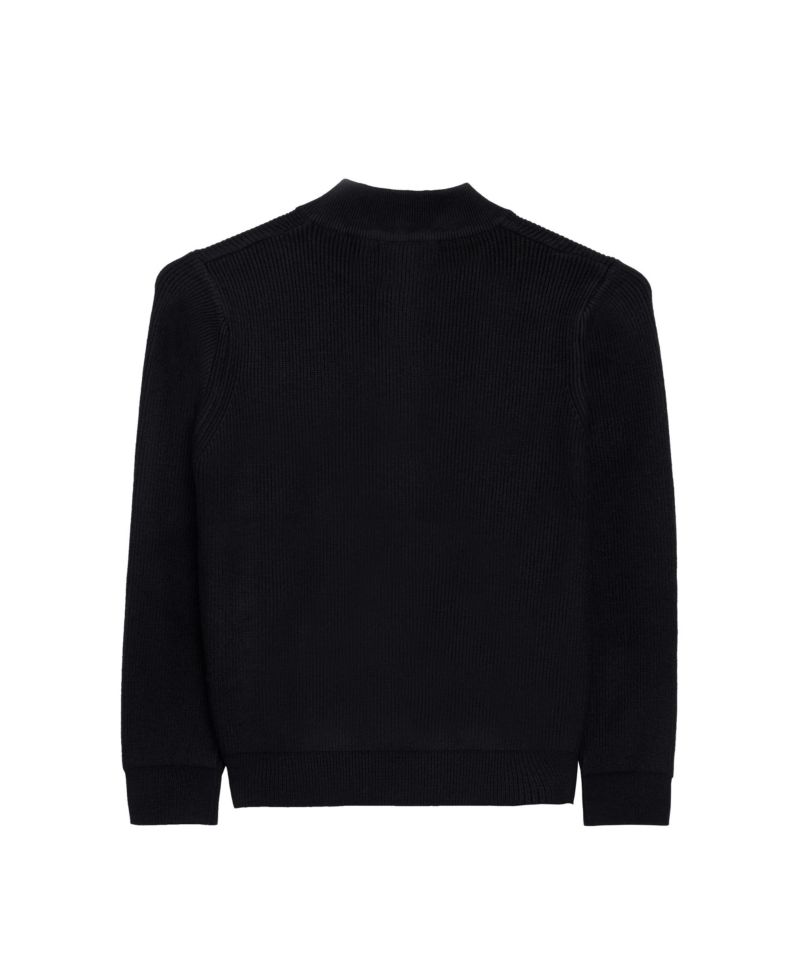 Boy's Size 4-18 Ribbed Knit Quater Zip Mock Neck Sweater
