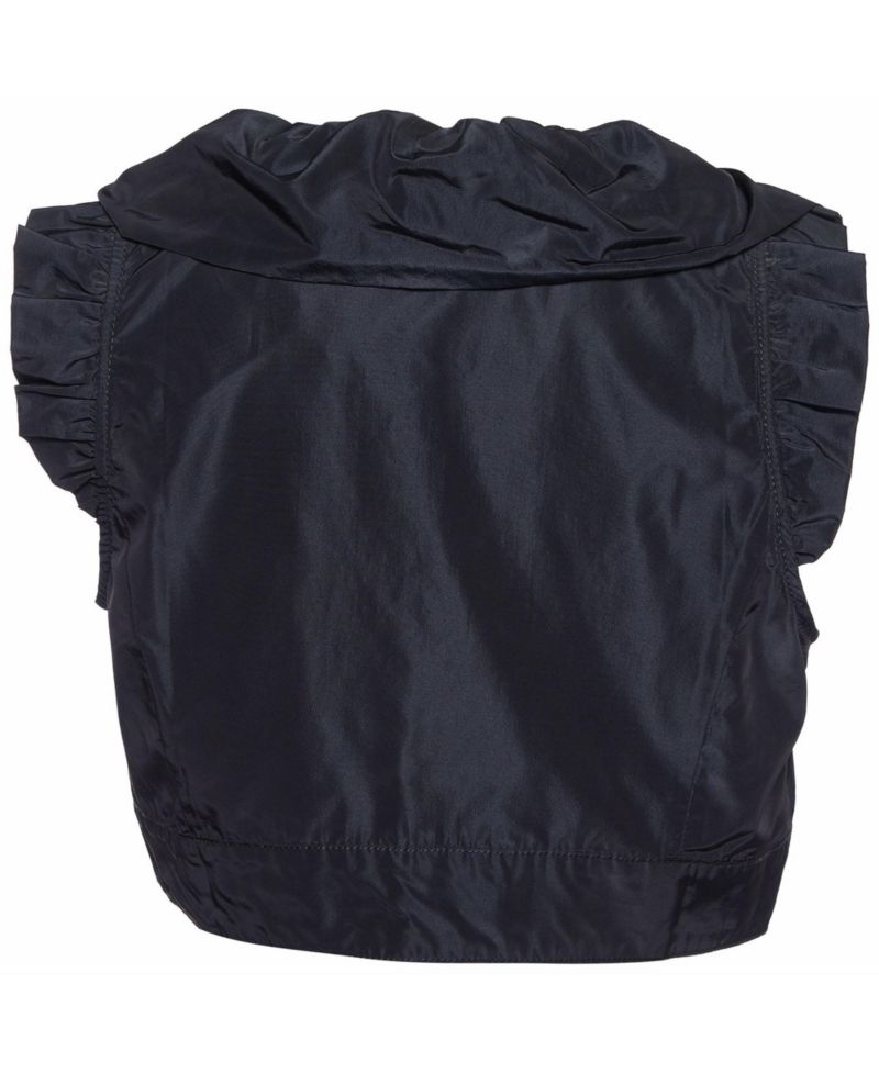 Women's Synthetic Ruffled Sleeveless Cropped Shrug