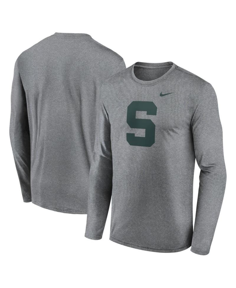 Men's Heather Gray Michigan State Spartans Primetime Alternate Logo Legend Performance Long Sleeve T-Shirt