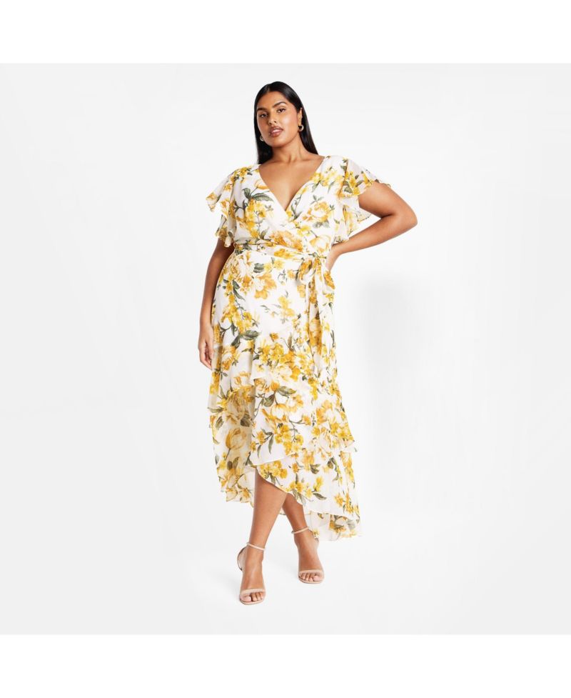 Plus Size Flirty Tier Print Maxi Dress