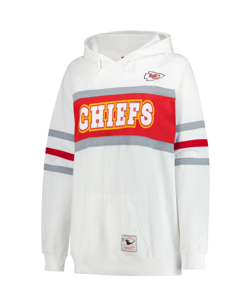 Women's White Kansas City Chiefs Plus Size Head Coach Throwback Pullover Hoodie
