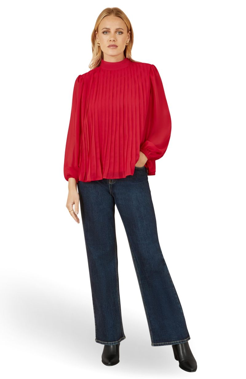 Women's Pleated Long Sleeve Top