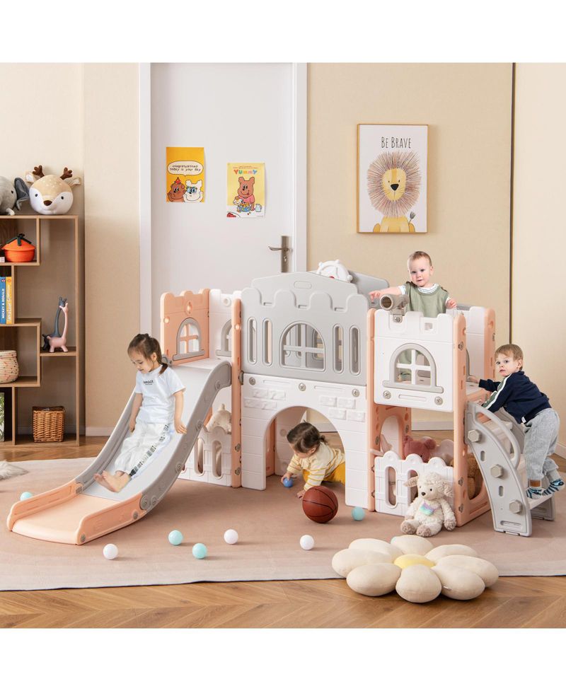 Toddler Multi-Functional Playground Slide Set with Tunnel