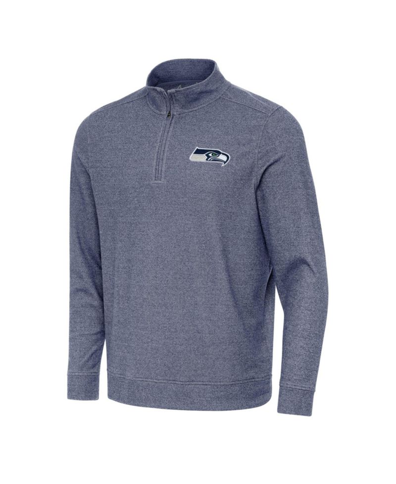 Men's Heather Navy Seattle Seahawks Subtle Quarter-Zip