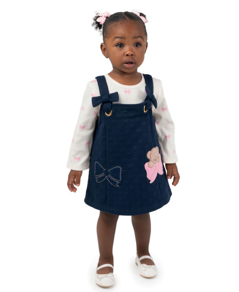Baby Girls' Navy Double Knit Jumper and Long-Sleeve Bodysuit, 2-Piece Set