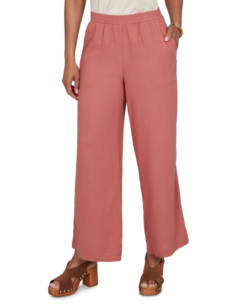 Petite Lace Trim Lightweight Pull-On Pants