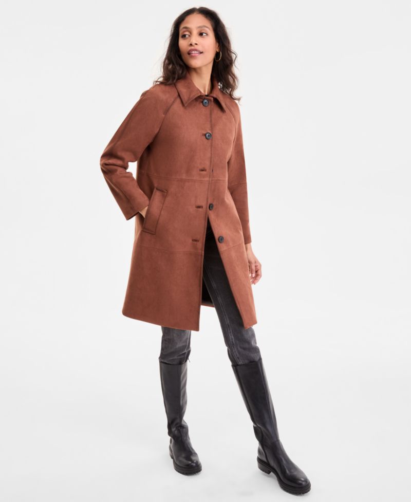 Women's Button-Front Faux-Suede Jacket