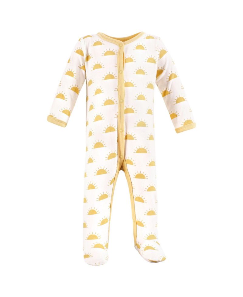 Baby Girls Hudson 0M-9M Cotton Sleep and Play 3-Pack, Sunshine And Rainbows