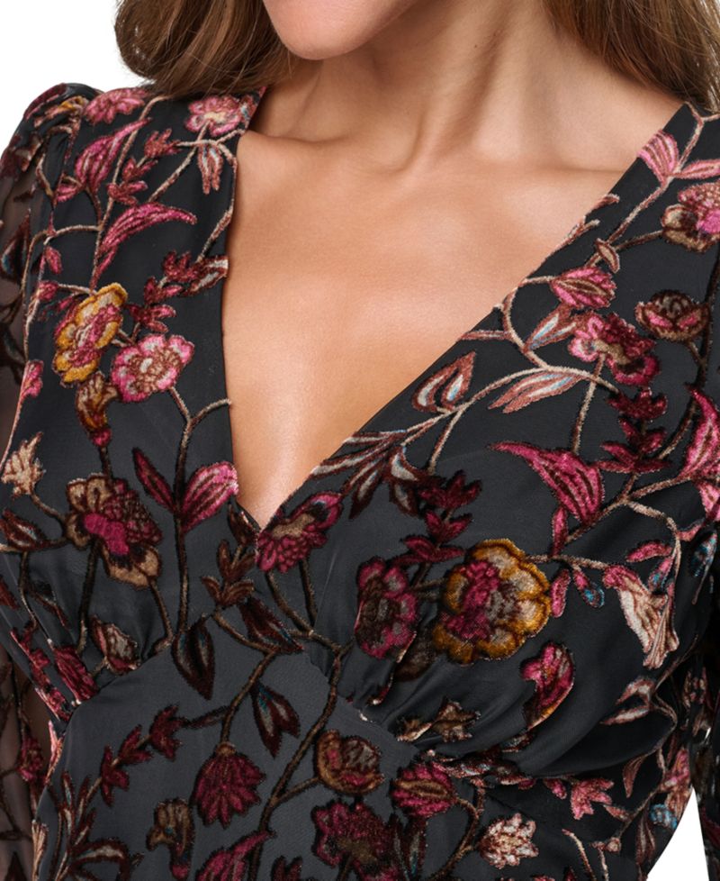Women's Open Back Floral A-Line Midi Dress