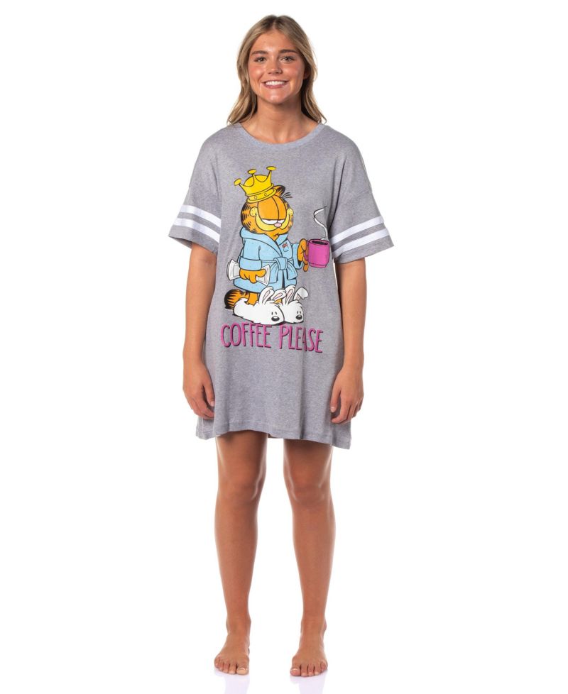 Women's Comic Coffee Please Nightgown Pajama Shirt Dress For Adults