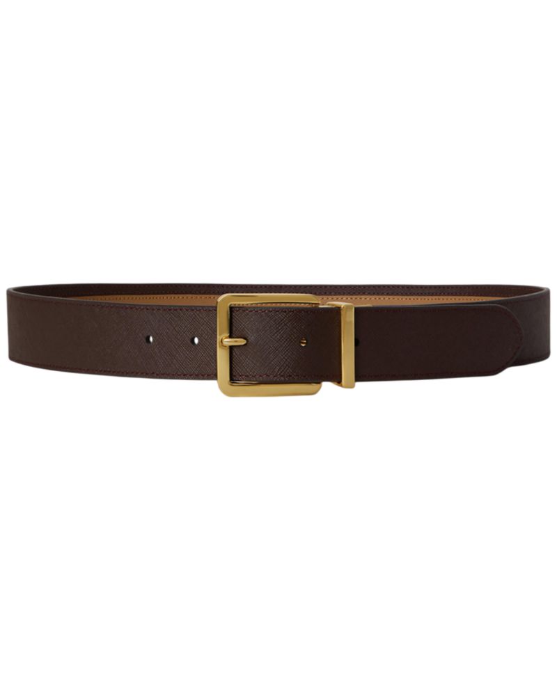 Two-Tone Reversible Crosshatch Leather Belt