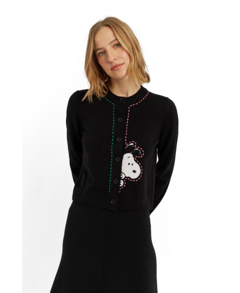 Chinti and Parker Women's Wool-Cashmere Snoopy Peep Cardigan