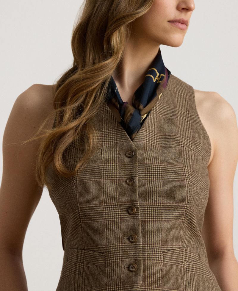 Women's Glen Plaid V-Neck Vest
