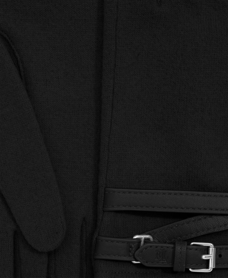 Leather Belted Cashmere Blend Touch Gloves