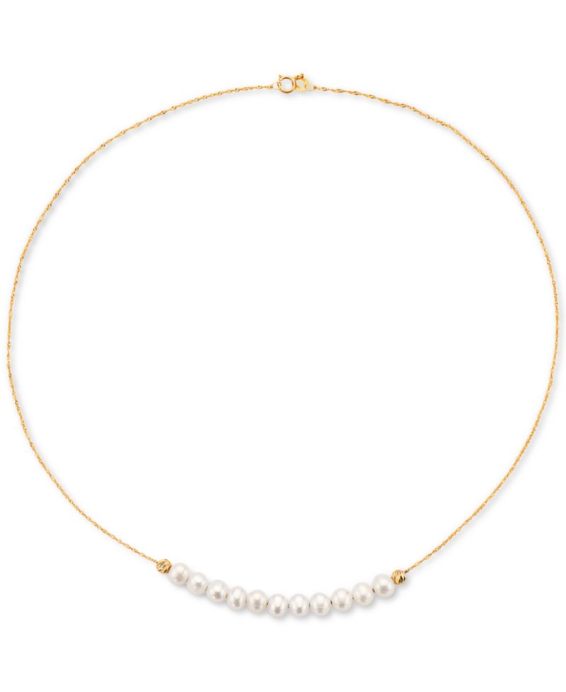 EFFY® Cultured Freshwater Pearl (5-1/2mm) 18" Statement Necklace in 14k Gold