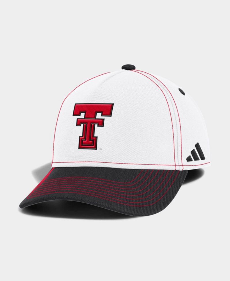 Men's and Women's White/Black Texas Tech Red Raiders 2026 Sideline A-Frame Adjustable Hat