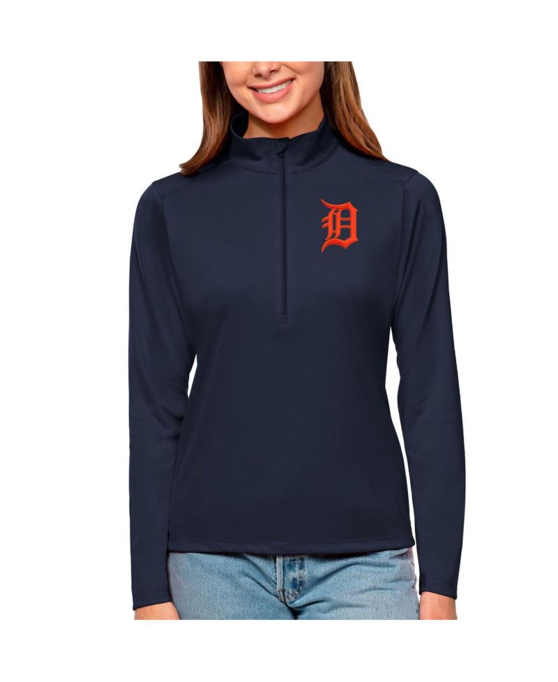 Women's Navy Detroit Tigers Tribute Quarter-Zip Pullover Top