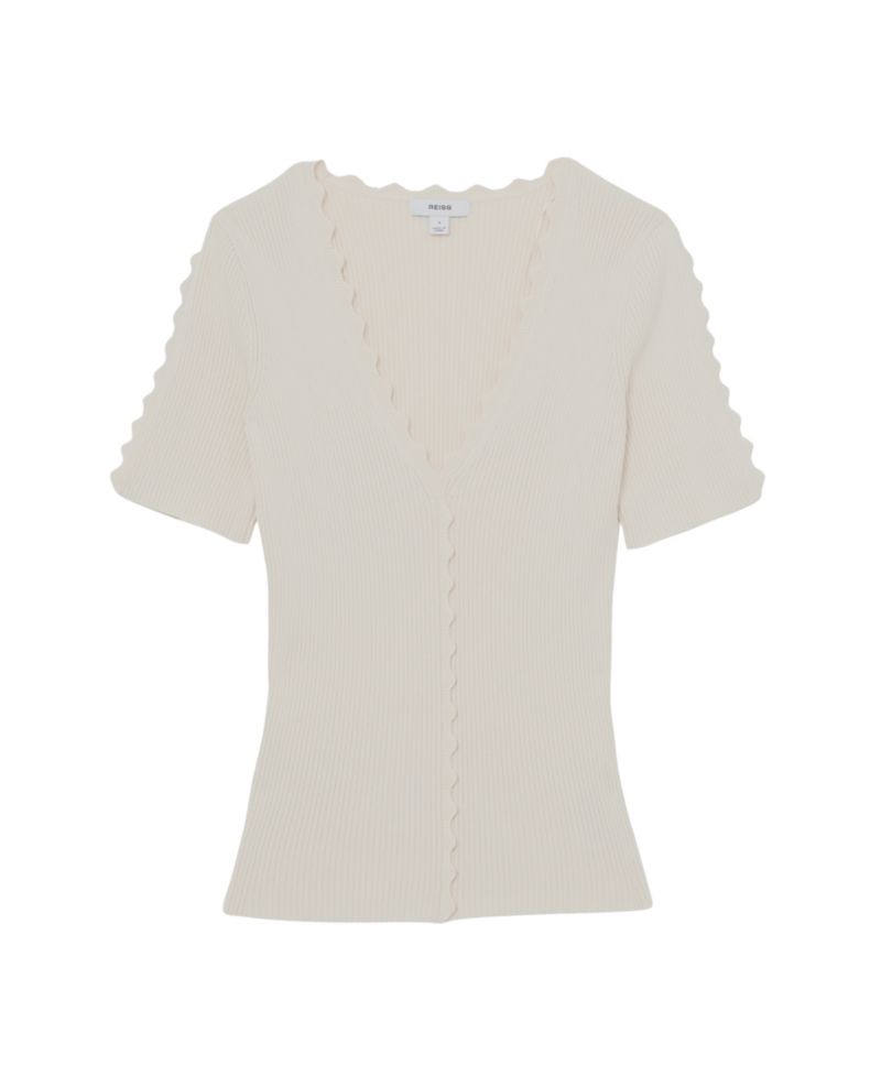 Women's Marcy Scallop-Trim Rib-Knit Top