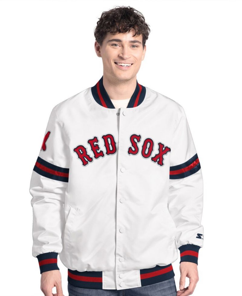 Men's White Boston Red Sox Cooperstown Scout Full-Snap Varsity Jacket