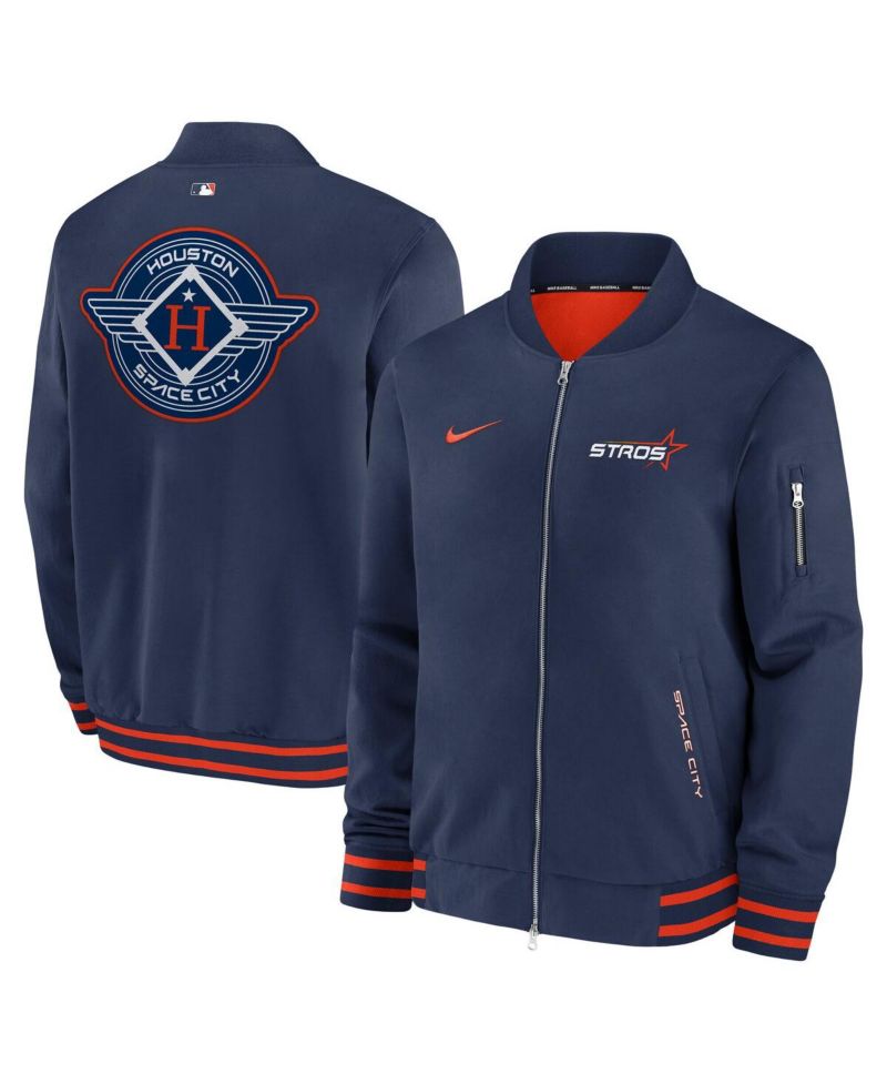 Men's Navy Houston Astros 2025 City Connect Authentic Collection Full-Zip Bomber Jacket