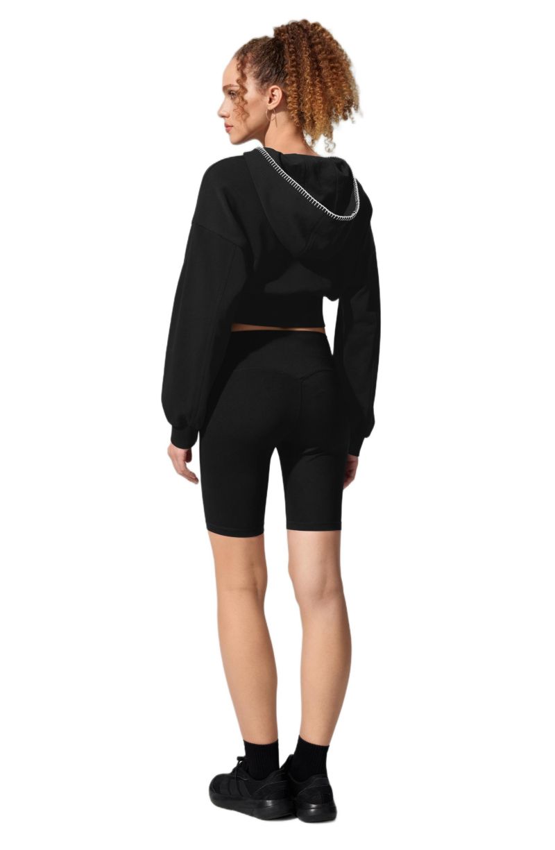 Women's Cropped Fit Seamflow Drift Full-Zip Front Closure Sweatshirt