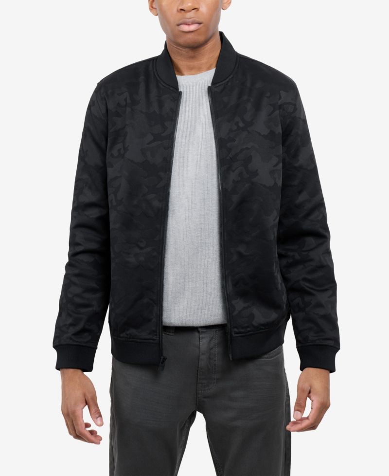 Men's Jacquarded Camouflage Bomber Jacket