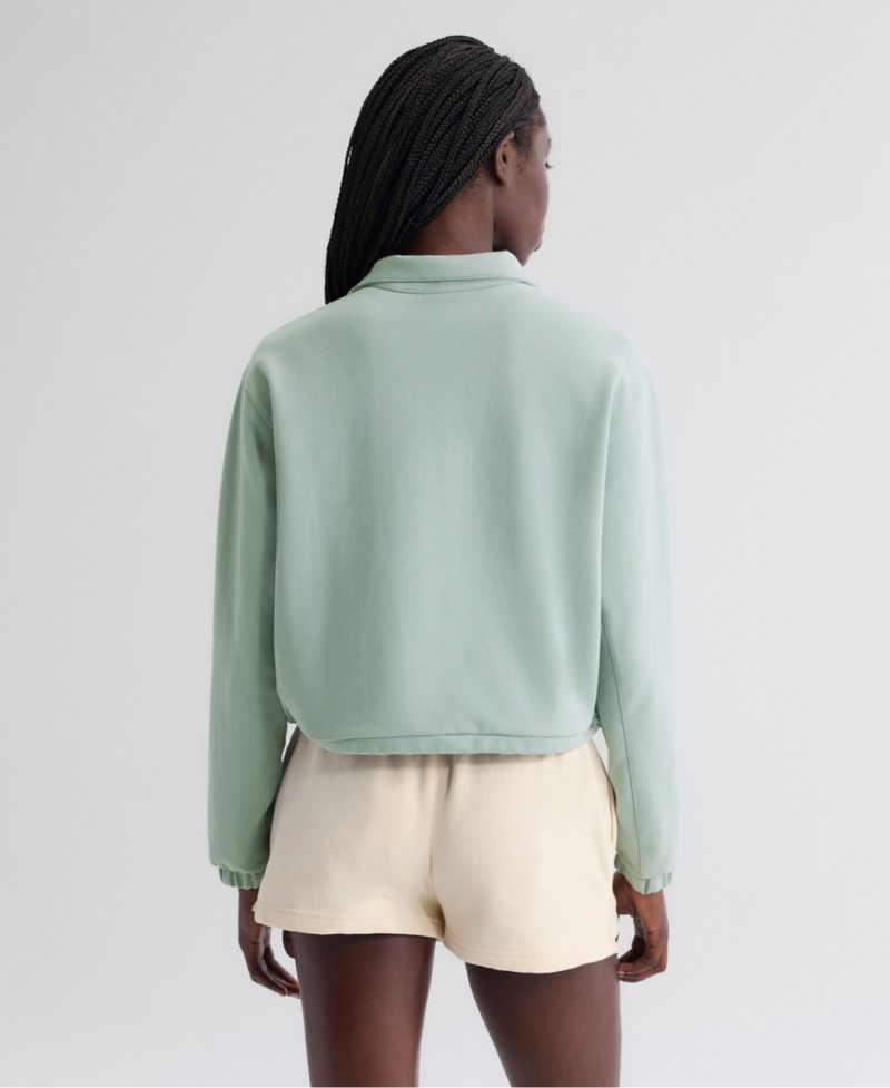Women's Sage Green New York Mets Oversized Clutch Tri-Blend Half-Zip Pullover Sweatshirt