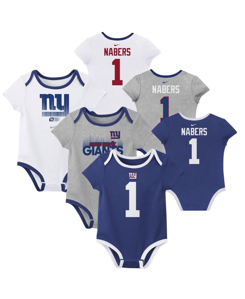 Baby Boys and Girls 3-Pack Malik Nabers New York Giants Name & Number Bodysuit Set
