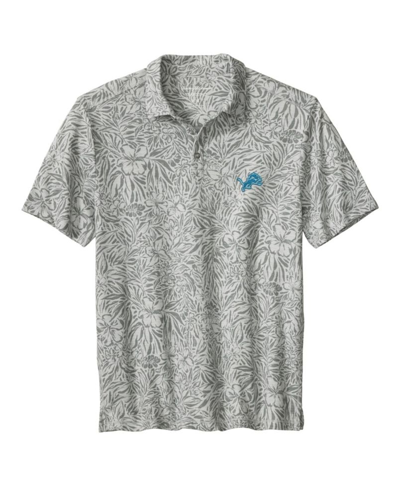 Men's Gray Detroit Lions IslandZone Wild Hibiscus Tri-Blend Polo Shirt
