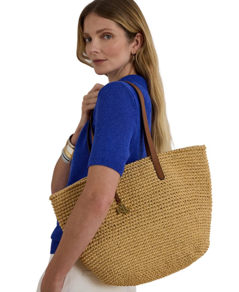 Lainey Crocheted Straw Large Tote Bag